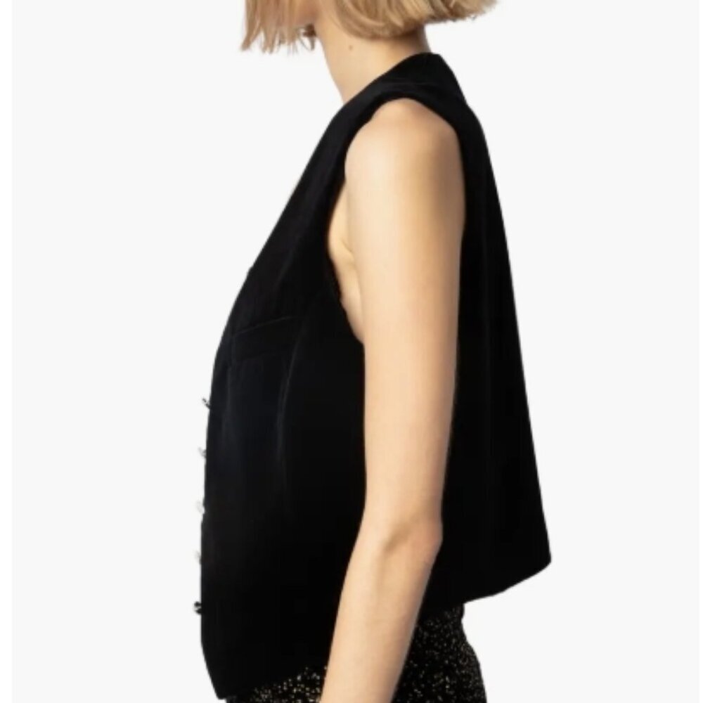 Zadig & Voltaire Emaux Velvet Vest – Black (S/36) NWT - Picture 9 of 11